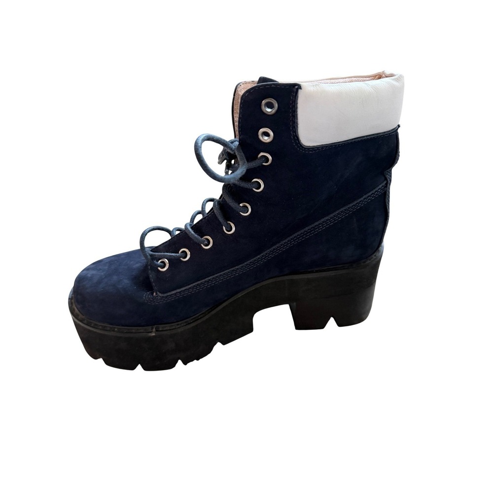 Jeffrey Campbell Havana Last Navy Blue Suede Platform Combat Boots Womens 10M - Picture 9 of 10